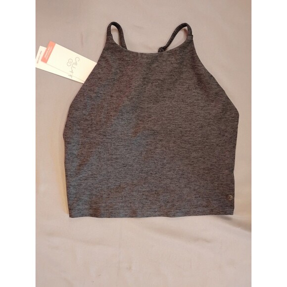 Women's Calia Low Support Lustralux Crop Crossback Sports Bra Tank Gray Small - Picture 3 of 7